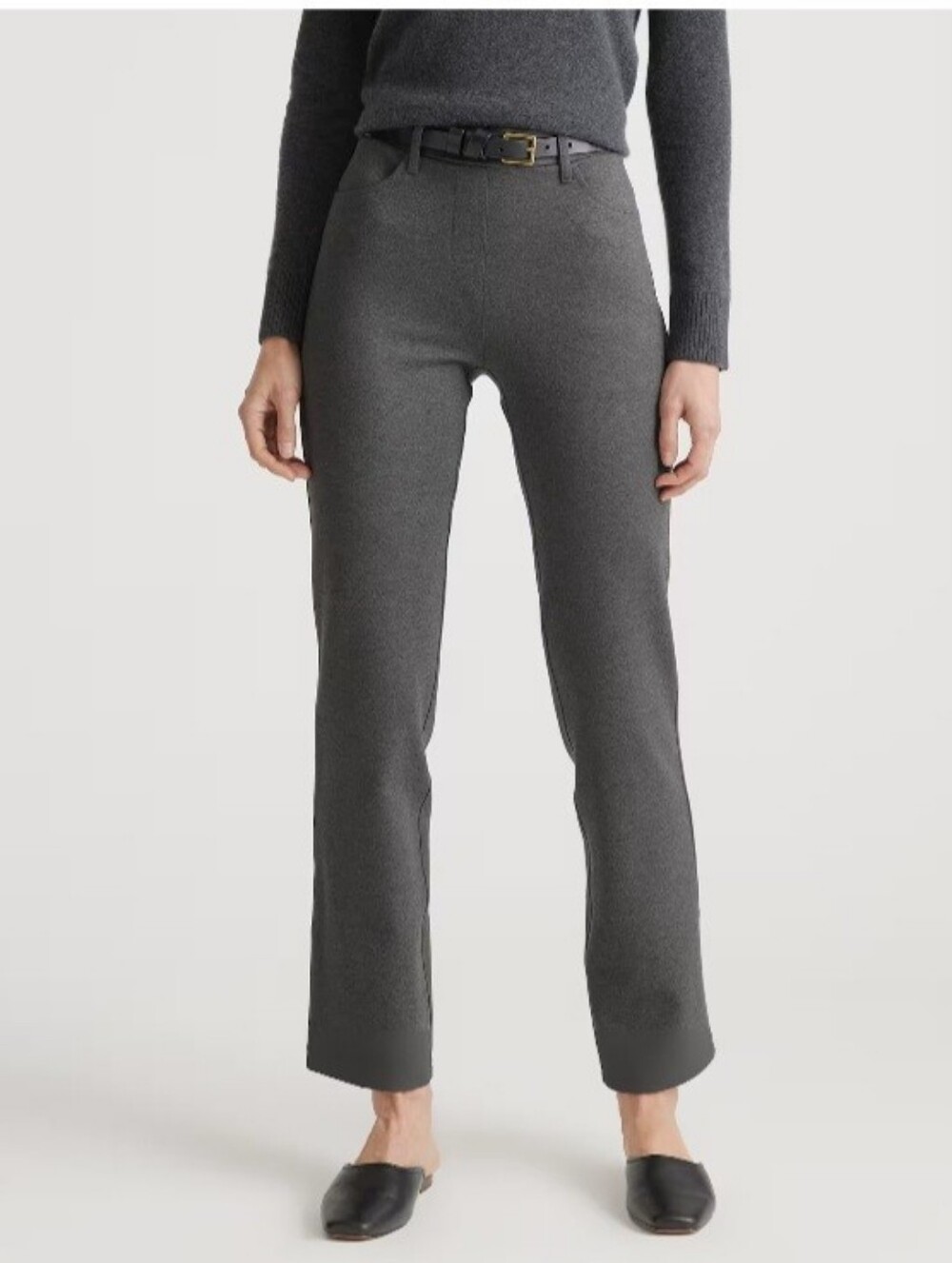 Quince Stretch Ponte Straight Leg 4 Pocket Pants Charcoal Gray L